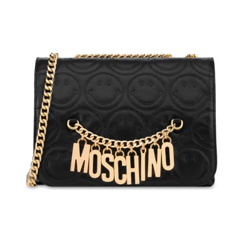 MOSCHINO Sheepskin Chain Shoulder Bag Women's Black
