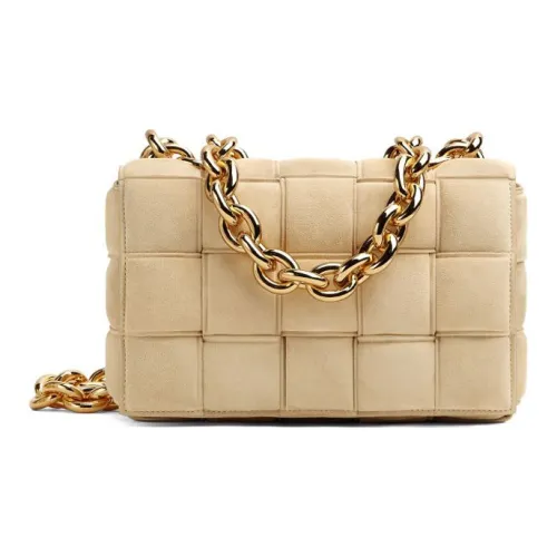 Bottega Veneta Chain Cassette Замша Коровья кожа Pillow Bag Handheld Shoulder Bag Женская Бежевая