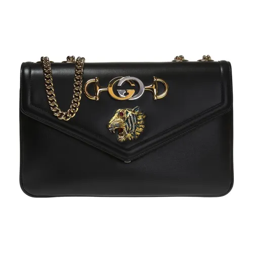 GUCCI Rajah Кожа Сумка с цепочкой Сумка через плечо Средняя Женская Черная