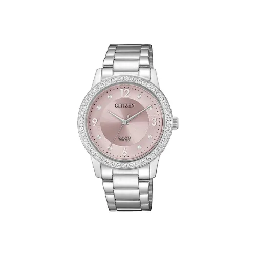 CITIZEN Кварцевый механизм нержавеющая сталь ремешок женские часы розовый циферблат модель EL3090 81X
