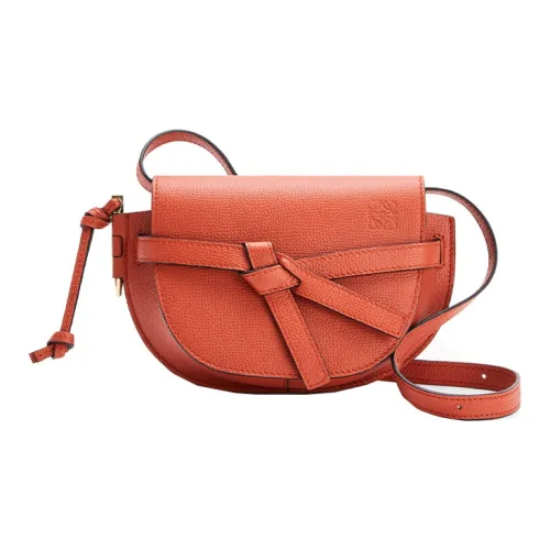 LOEWE Gate Галька с рельефом Телячья кожа Седло Сумка Сумка через плечо Мини Женская Тыква