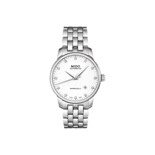 MIDO Baroncelli Автоматический Механический Механизм Мужские Часы Часы 38 мм Белый Циферблат Корпус из Нержавеющей Стали