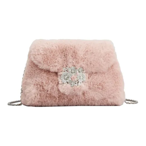 Roger Vivier Искусственный мех Клатч Сумка через плечо Сумка на плечо Женская Розовый Конфетный