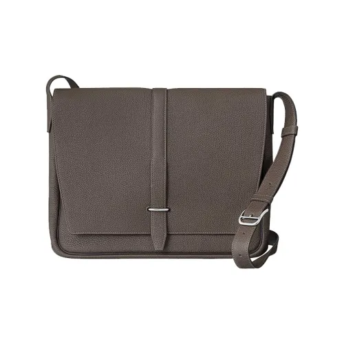 HERMES Steve Light Junior Коровья кожа Сумка через плечо Мужская 8F Gris Étain Олово-серый