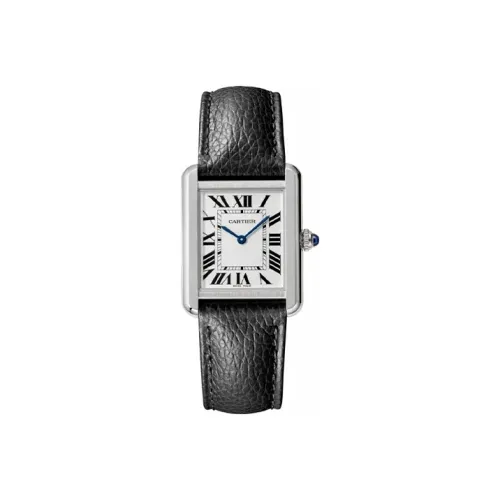 Cartier TANK DE Кварцевый механизм Женские часы 31 мм 31*24,4 мм Белый циферблат Корпус из нержавеющей стали Ремешок из коровьей кожи