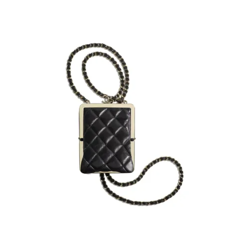 CHANEL 22c Early Spring Sheepskin Clutch Makeup Bag Shoulder Bag Women's Black