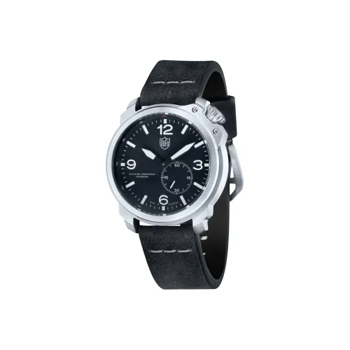 DUFA Кварцевый механизм Мужские часы Циферблат Черный Нержавеющая сталь Корпус часов Ремешок из натуральной кожи