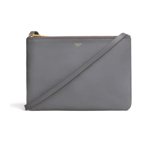 CELINE Trio Гладкий Lambskin Сумка через плечо Сумка на плечо Большая Женская Серый
