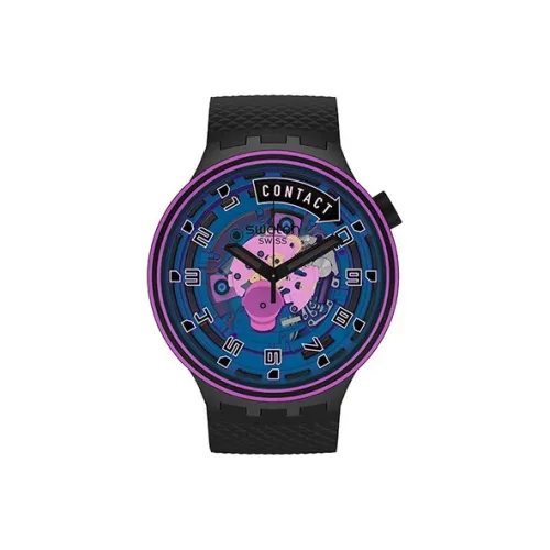 Swatch Quartz Механизм Унисекс Часы 47 мм С циферблатом Skeleton Пластиковый корпус Часы Силиконовый ремешок SB01B126
