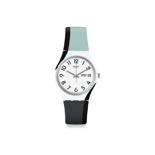 Swatch Quartz Механизм Унисекс Часы 39,2 мм Белый Циферблат Пластиковый Корпус Часы Силиконовый Ремешок