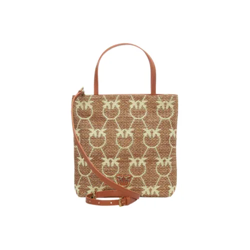 PINKO Сумка через плечо из кожи с рафией маленькая сумка женская коричневая