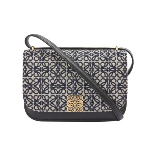 LOEWE Goya Жаккардовая ткань Телячья кожа Сумка на плечо Сумка через плечо Маленькая женская сумка Морской синий и Черный