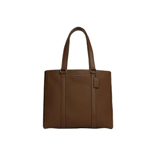 COACH Hudson Пескоструйная кожа Сумка-тоут Сумка через плечо Большая Мужская Коричневая