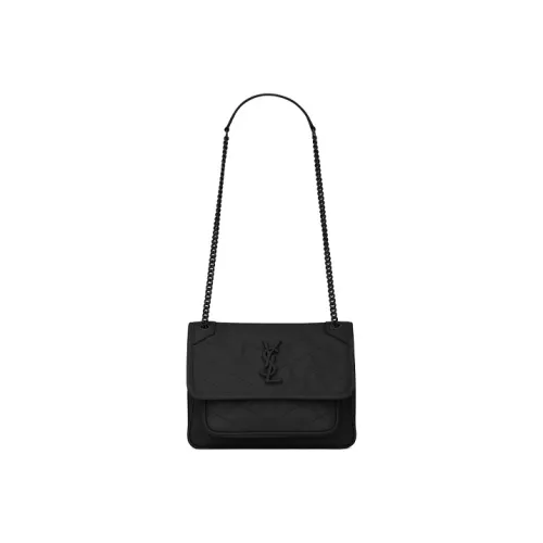 SAINT LAURENT Niki Patchwork Коровья кожа Хобо Сумка Сумка через плечо Женская Черная