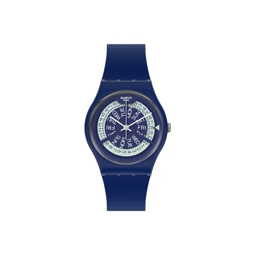SWATCH GENT Collection Кварцевый механизм Унисекс Часы 39,2 мм Синий циферблат Пластиковый корпус Часы Силиконовый ремешок GN727