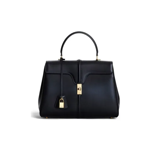 CELINE 16 Коровья кожа Сумка через плечо Одно плечо Сумка Средний Женский Черный