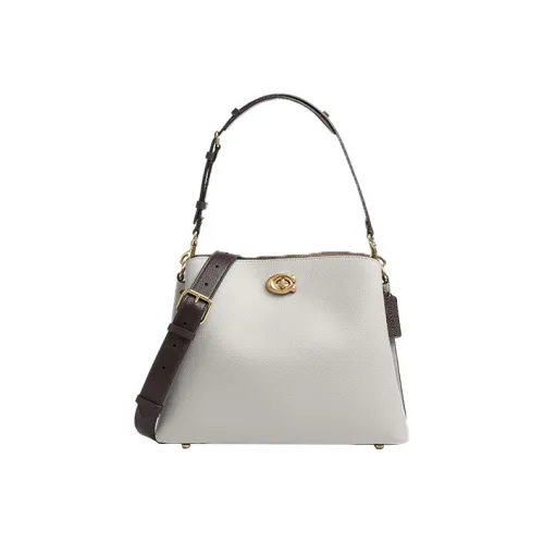 COACH Willow Кожа Портативная Сумка через плечо Сумка на плечо Женская Бежевая и Черная