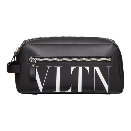 Valentino VLTN Телячья кожа Клатч Сумка Туалетная сумка Мужская Черная