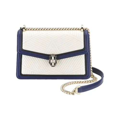 BVLGARI Serpenti Diamond Blast Коровья кожа Через плечо Сумка Сумка через плечо Женская Белая