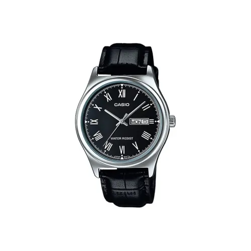 CASIO Standard Series Кварцевый механизм Кожаный ремешок Часы Мужские Черный циферблат