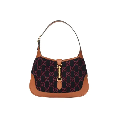 GUCCI Jackie 1961 Холст с кожей Комбинированный Лунный Сумка на плечо Сумка из холста Сумка на плечо Маленькая Женская