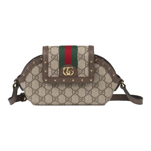 GUCCI Ophidia Холст и Кожа Защитный Чехол для Наушников Сумка через плечо Маленькая Унисекс Эбеновое дерево Коричневый
