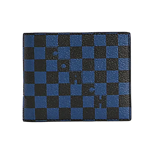 COACH Компактный Холст And Кожа Ручной Кошелек Мужской Синий Черный