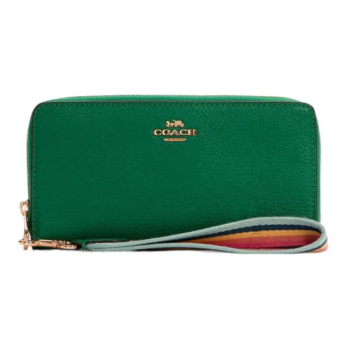 COACH Pebble Кожа Клатч Кошелек Маленький Женский Зеленый