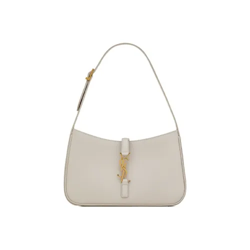 SAINT LAURENT LE5A7 Гладкая Телячья Кожа Плечевая Сумка Сумка-Хобо Сумка через плечо Маленькая Женская Белая