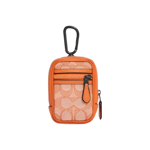 COACH Canvas с кожаными вставками брелок кошелек сумка аксессуар женский апельсин