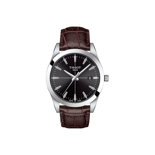 TISSOT Windy Collection Кварцевый механизм Мужские часы Часы 40 мм Черный циферблат Корпус из нержавеющей стали Кожаный ремешок