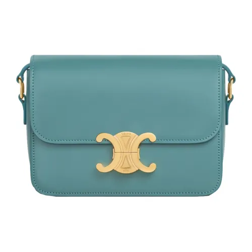 CELINE Teen Triomphe Блестящая сумка через плечо из коровьей кожи женская дымчато-зеленый