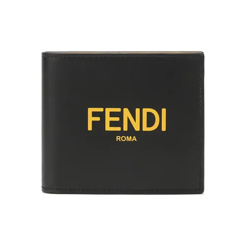 FENDI Телячья кожа Кошелек Мужской Черный Желтый
