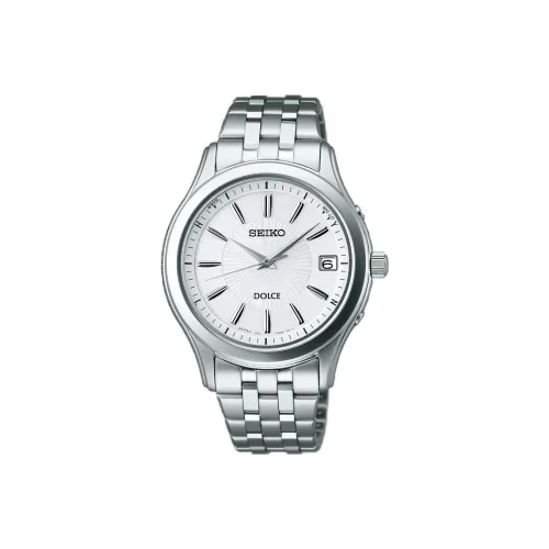 SEIKO DOLCE Collection Солнечный кварцевый механизм нержавеющая сталь ремешок часы для мужчин белый циферблат модель SADZ123