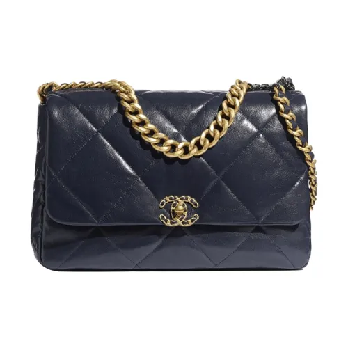 CHANEL 19Bag Козья кожа и металл сумка с клапаном сумка через плечо сумка на плечо женская морской синий золото