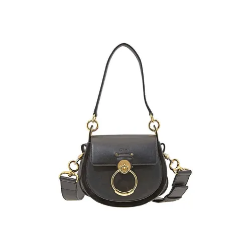Chloe Tess Гладкая отделка Телячья кожа Пэчворк Замша Сумка через плечо Женская Черная