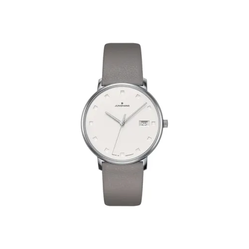 JUNGHANS FORM Series Кварцевый механизм Женские часы 34,1 мм Белый циферблат Корпус из нержавеющей стали Ремешок из натуральной кожи