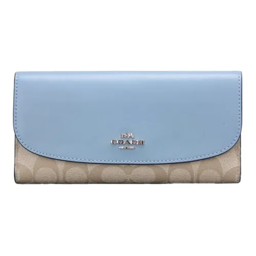 COACH Checkbook Wallet из ПВХ с кожаным кошельком женский светлый хаки