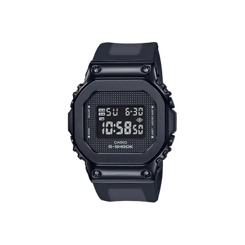 CASIO Full Metal Коллекция Квадратный циферблат Кварцевый механизм Смольный ремешок Часы Женские часы Черный циферблат