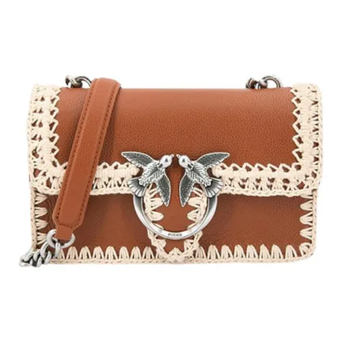 PINKO Love Icon Коровья кожа Swallow Сумка Сумка через плечо Мини Женская Коричневая