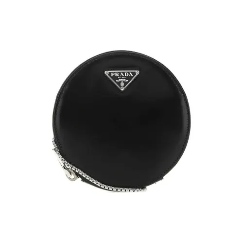 PRADA Круглая кожаная сумка сумка через плечо унисекс черная