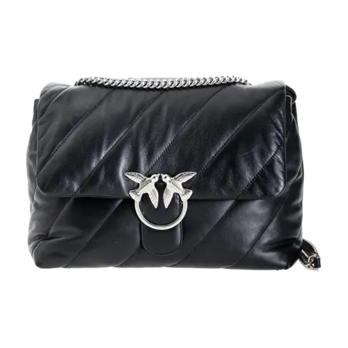 PINKO Quilt Козья кожа Swallow Сумка Сумка-подушка Сумка Сумка через плечо Сумка через плечо Большая Женская Черная
