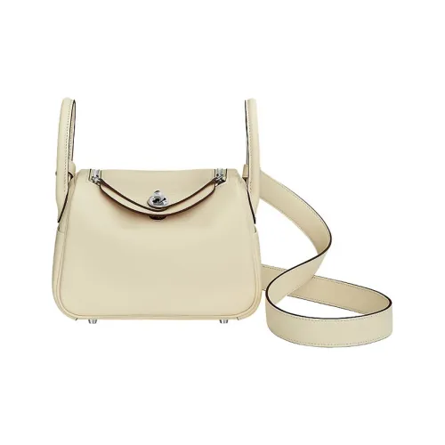HERMES Lindy Swift Кожа Сумка Сумка через плечо Сумка через плечо Мини Женская Кремово-белый Кунжут