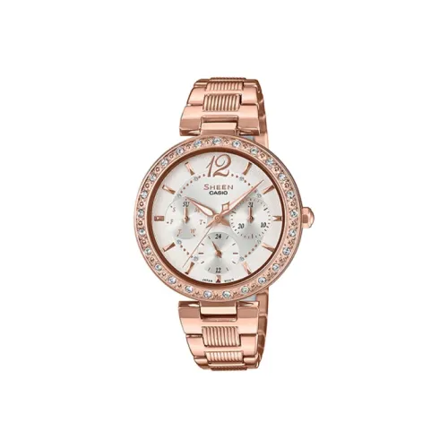 CASIO SHEEN Collection Кварцевый механизм нержавеющая сталь ремешок женские часы серебристый циферблат SHE 3065PG 7A