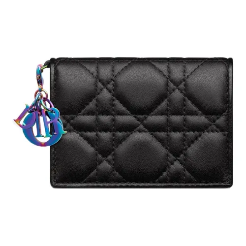DIOR Lady Dior Sheepskin Держатель для карт кошелек картхолдер Женский Черный