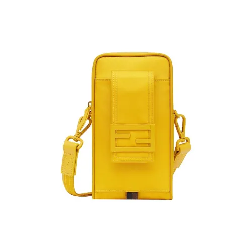 FENDI Baguette Телячья кожа Детали Чехол для телефона Сумка через плечо Мужской Желтый