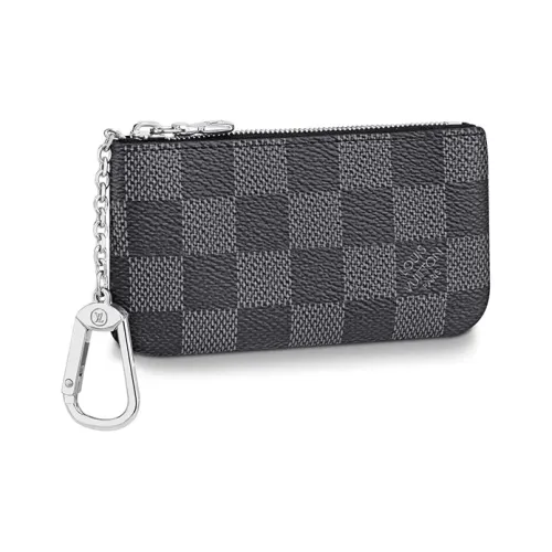LOUIS VUITTON Покрытый холст Кошелек для монет Key Pouch Мужской Черный