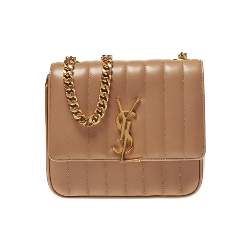 SAINT LAURENT Vicky Sheepskin Crossbody Bag Medium Women's Brown