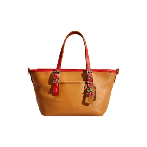 COACH Legacy Кожа Тоут Сумка Сумка для покупок Сумка Сумка через плечо Сумка через плечо Маленькая Женская Имбирно-желтая