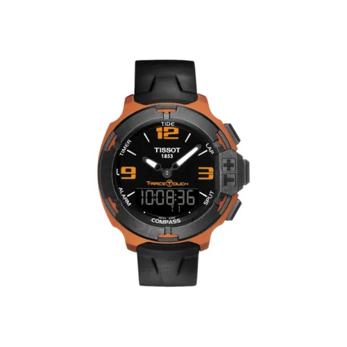 TISSOT Race Collection Кварцевый механизм Мужские часы Циферблат 42,15 мм Черный Алюминиевый корпус Часы Резиновый ремешок